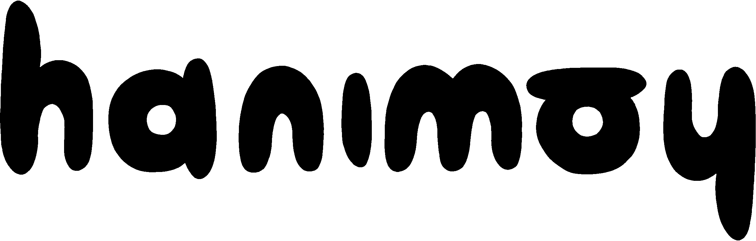 Aparece la palabra "hanimoy" en negro sobre un fondo transparente. La grafía de las letras está hecha de modo que pueda parecer un palíndromo, sin serlo